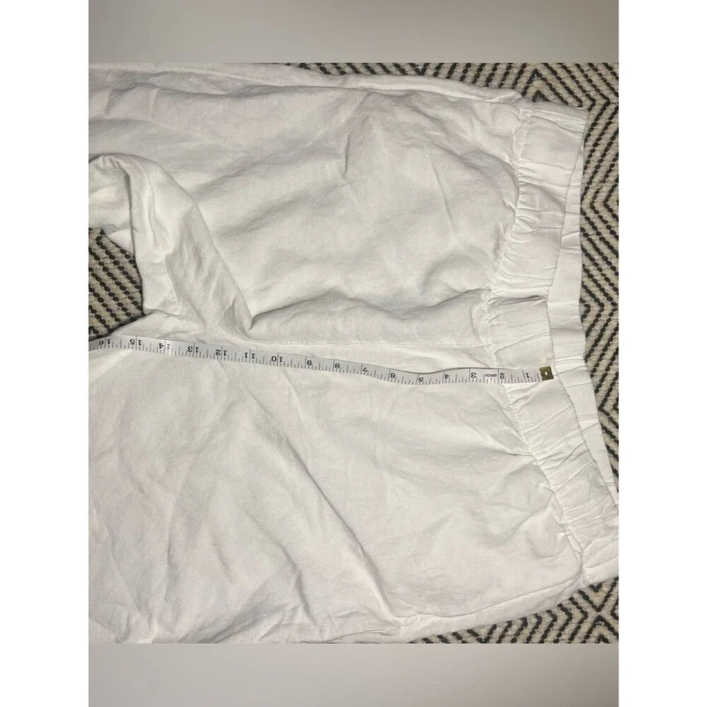 Classic White Linen Pants elastic waist size L summer spring vacation